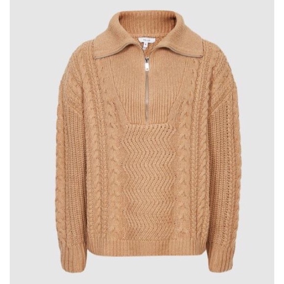 CABLE KNIT ZIP NECK JUMPER - Picture 5 of 10